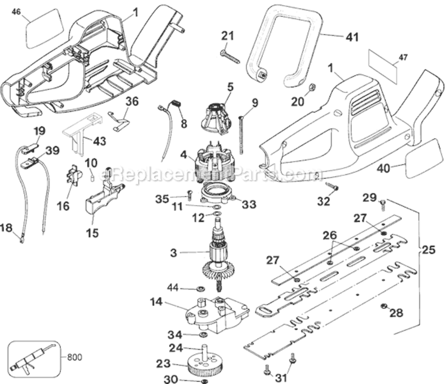 Page A Diagram and Parts List for TR355 Type 4 Black and Decker Hedge Trimmer